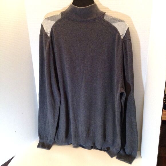 Tassa Elba Argyle Sweater Men L Gray 1/4 Zip Pullover Preppy Grandpa Winter Cozy - Picture 7 of 11